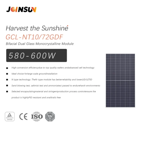 GCL NH12/66GDF 580-600W Bifacial Dual Glass Monocrystaline Module