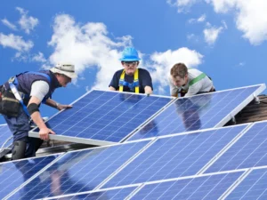 Solar Panel Supplier team installing solar panels on a rooftop solar project